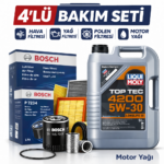 BOSCH Citroen C3 1.2 Benzinli Liqui Moly 4200 Motor Yağı Filtre Seti (2012-2016) 4 Lü