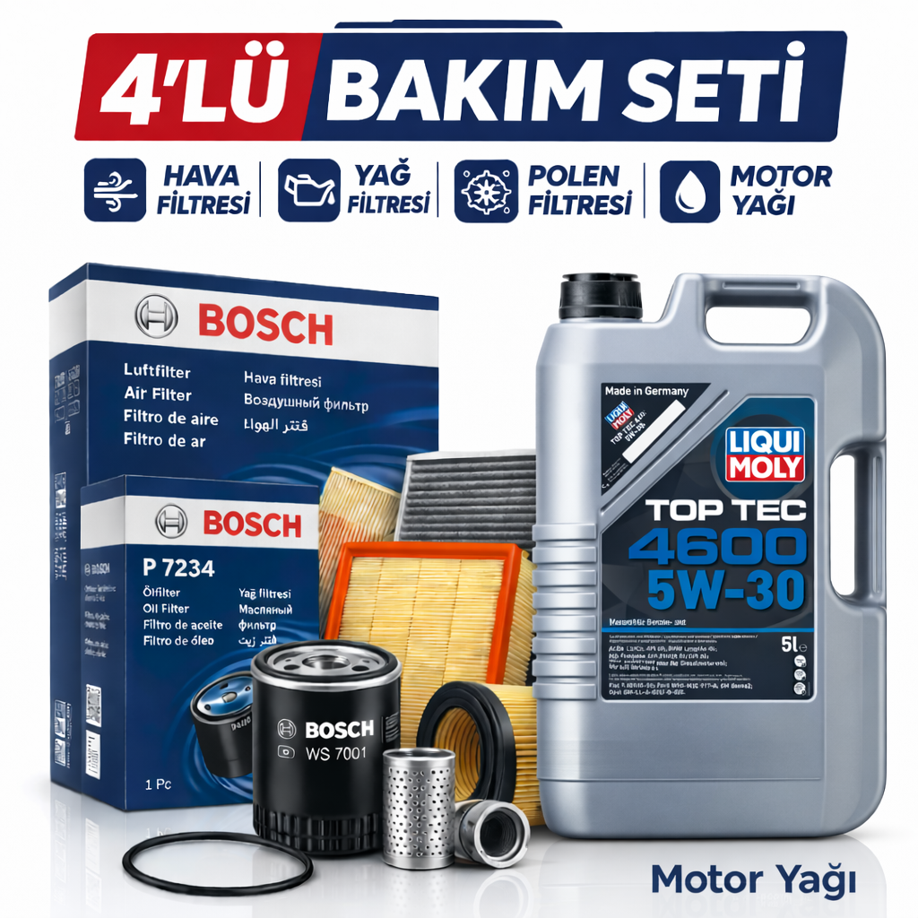 Bosch-4-lu-bakim-seti-liquimoly-4600-1 BOSCH Subaru Outback 3.0 Liqui Moly 4600 6 Lt Motor Yağı Filtre Seti (2003-2010) 4 Lü - Görsel 1