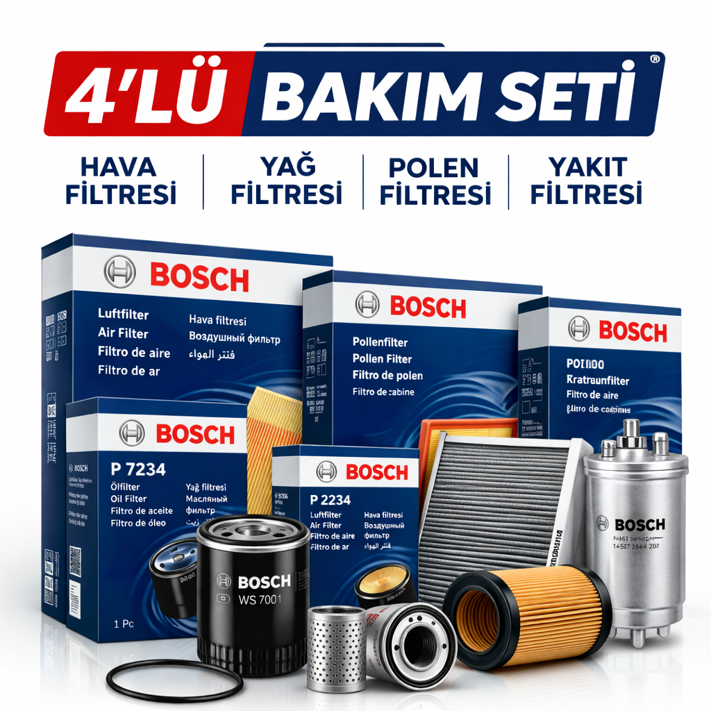 Bosch 4 lü bakım seti yağsız BOSCH Mercedes E280 Dizel Filtre Bakım Seti (2003-2008) 4 Lü - Görsel 1
