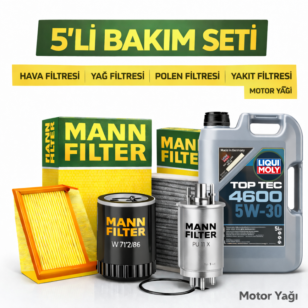 Mann 5 li bakım seti liqui moly 4600 MANN Opel Insignia 1.6 Dizel Liqui Moly 4600 Motor Yağı Filtre Seti (2015-2017) 5 Li - Görsel 1