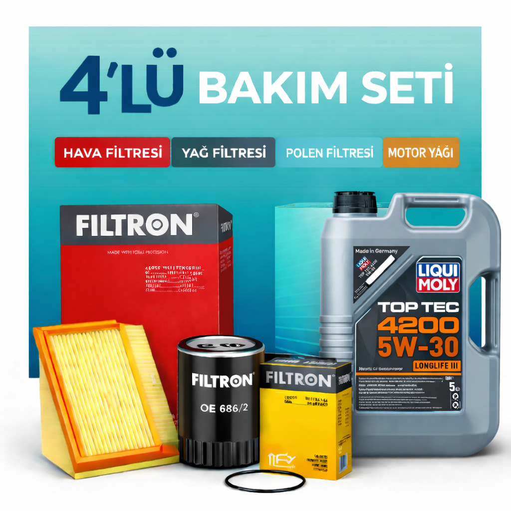 filtron-4-lu-bakim-seti-liqui-moly-4200-1 Filtron Ford Transit V347 2.4 Dizel Liqui Moly 4200 8 Lt Motor Yağı Filtre Seti (2006-2013) 4 Lü - Görsel 1