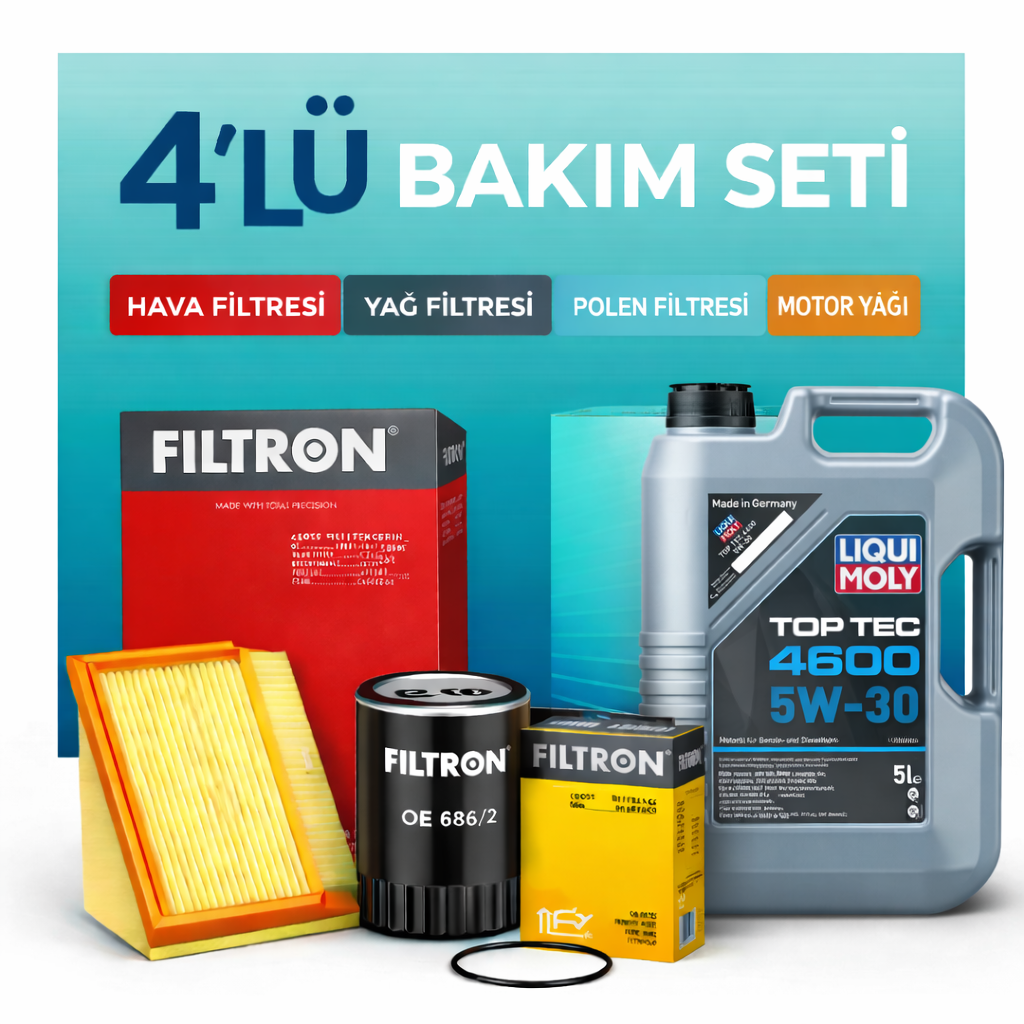 filtron-4-lu-bakim-seti-liqui-moly-4600-1 Filtron Ford Courier 1.5 EcoBlue Liqui Moly 4600 7 Lt Motor Yağı Filtre Seti (2024-2025) 4 Lü - Görsel 1