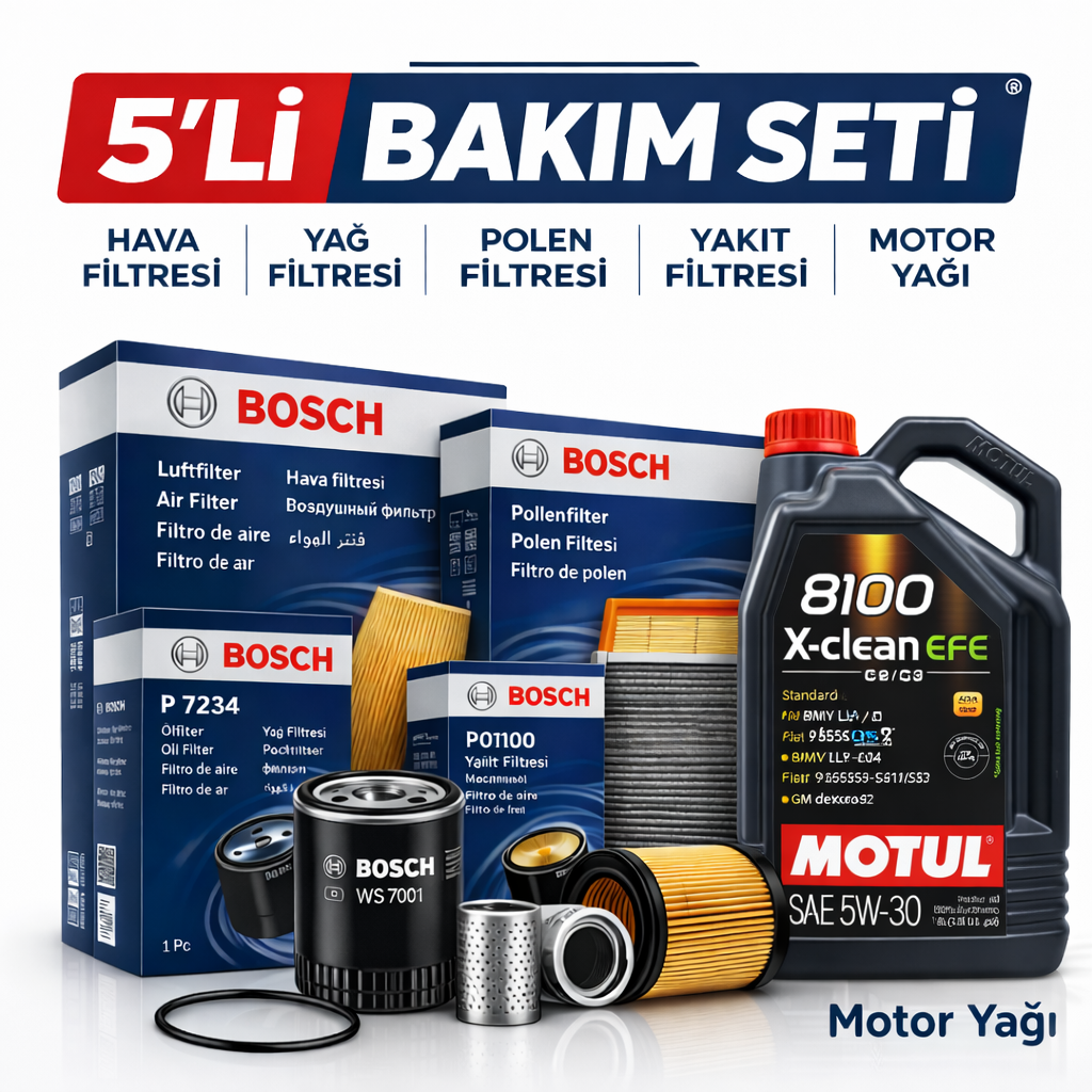 Bosch-5-li-bakim-seti-motul-1-1 BOSCH Mercedes CLS250 Dizel Motul Eco-Lite 0W-20 6 Lt Motor Yağı Filtre Seti (2011-2017) 5 Li - Görsel 1