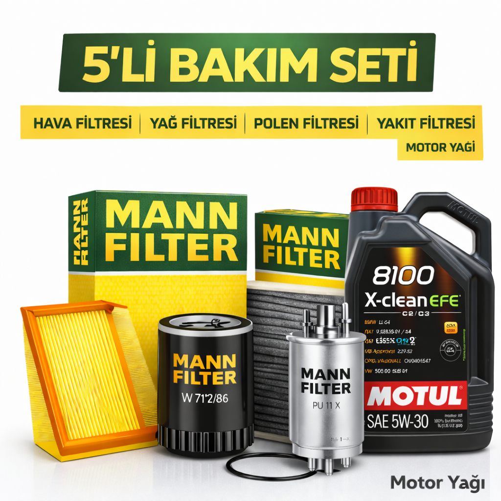 Mann-5-li-bakim-seti-motul-1-1 MANN Mercedes CLA180 Dizel Motul Eco-Lite 0W-20 Motor Yağı Filtre Seti (2019-2022) 5 Li - Görsel 1